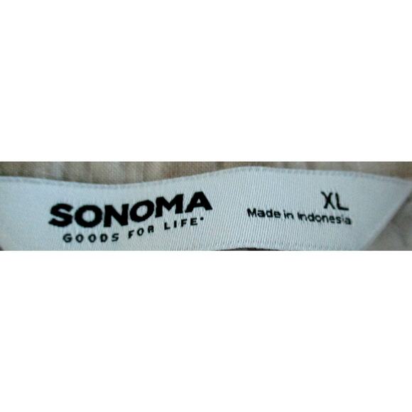 Sonoma Women's Tan & White Checked Short Sleeve V-neck Shirt Size XL - Picture 8 of 10